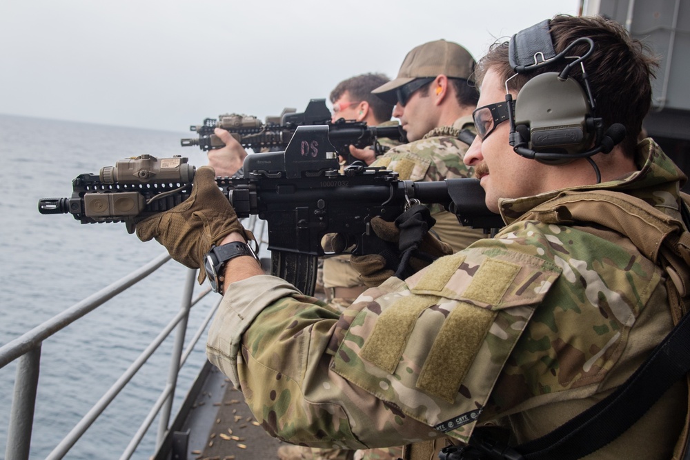U.S. Sailorsfire M4 carbines during a live-fire exercise