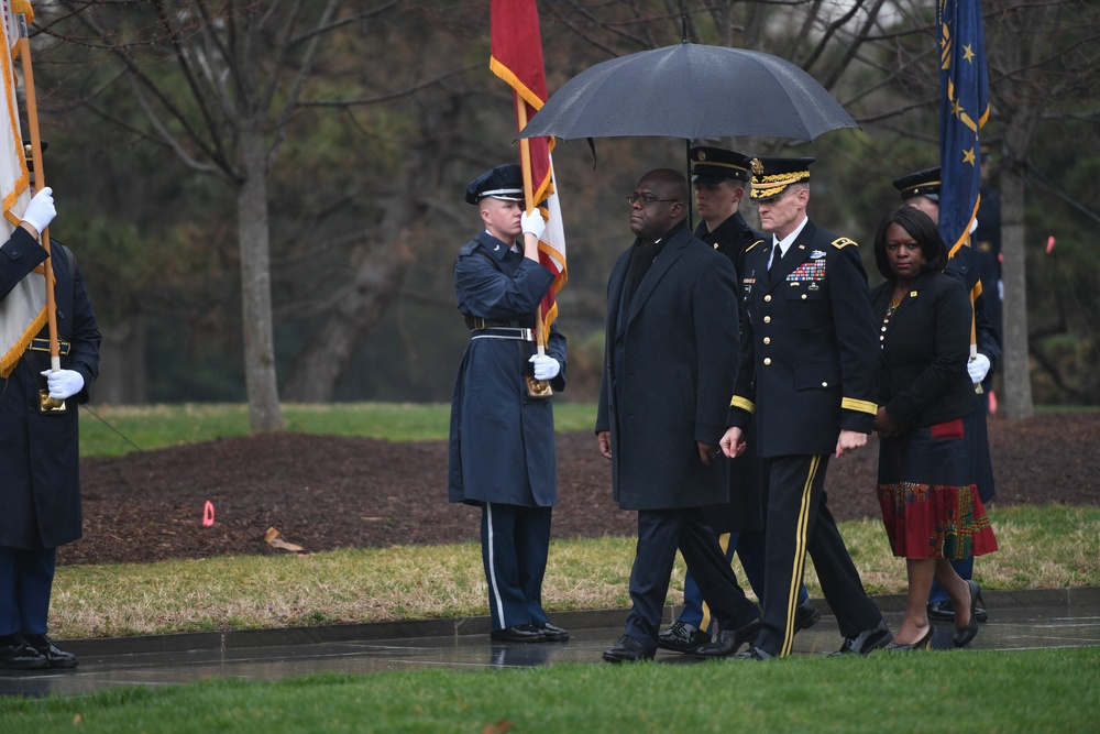 Full Force Honor Wreath Laying in Honor of the President of Congo