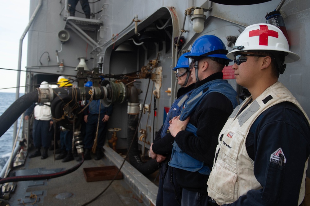 USS Leyte Gulf Conducts Replenishment-at-Sea With USNS Arctic