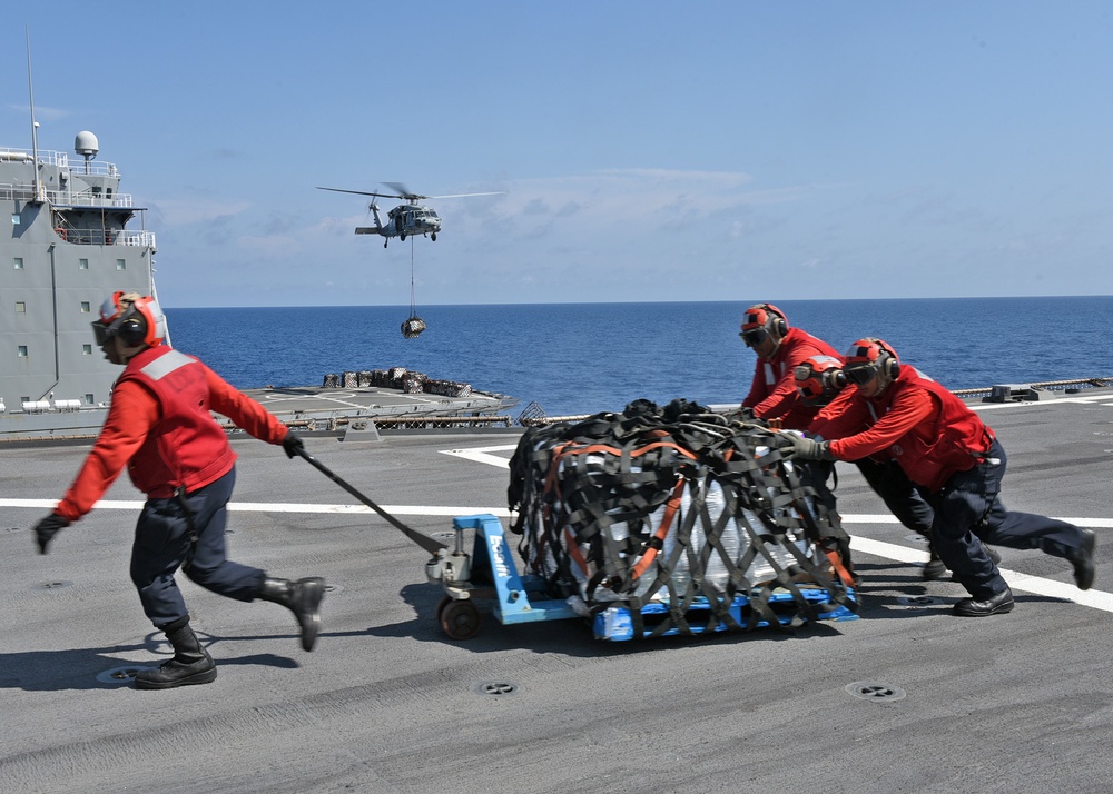 USS Blue Ridge conducts a replenishment at sea