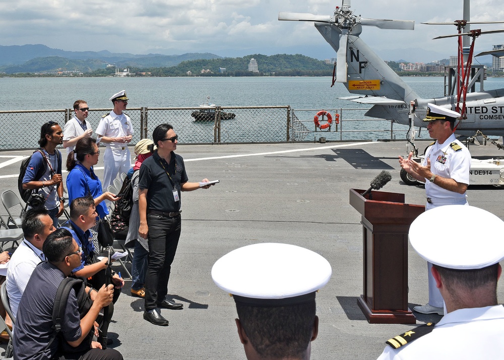 Deputy Commander, U.S. 7th Fleet and USS Blue Ridge Commanding Officer Speak to the Media in Kota Kinabalu, Malaysia