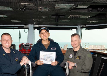 U.S Sailor receives Sailro of the Day award