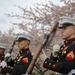 Silent Drill Platoon practices with District's iconic Cherry Blossoms as backdrop