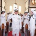 Lt. Cmdr. Felix Villanueva goes ashore for the last time