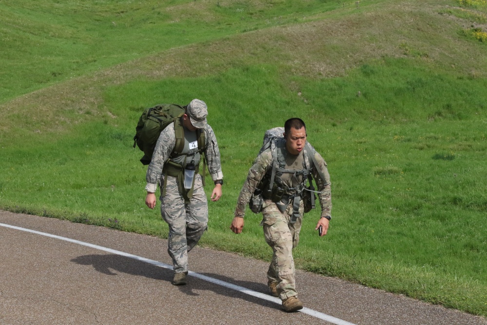Airmen of the Mississippi National Guard ruck during the Best Warrior competition