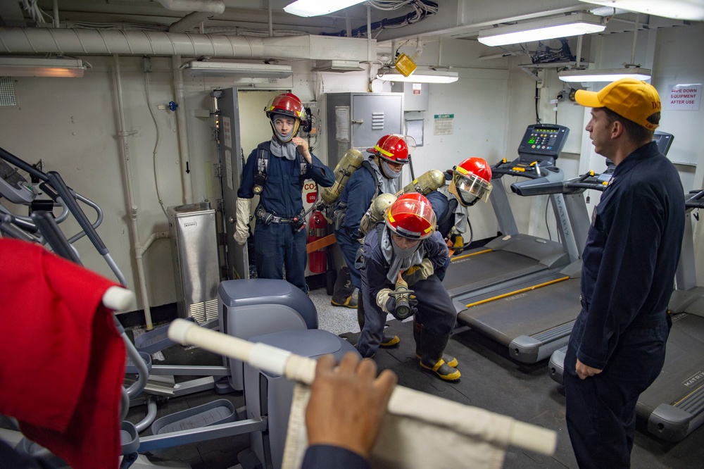 USS Fort McHenry conducts general quarters drill