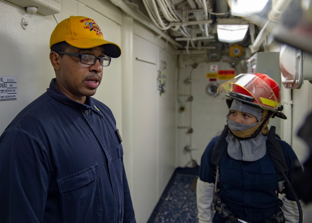 USS Fort McHenry conducts general quarters drill