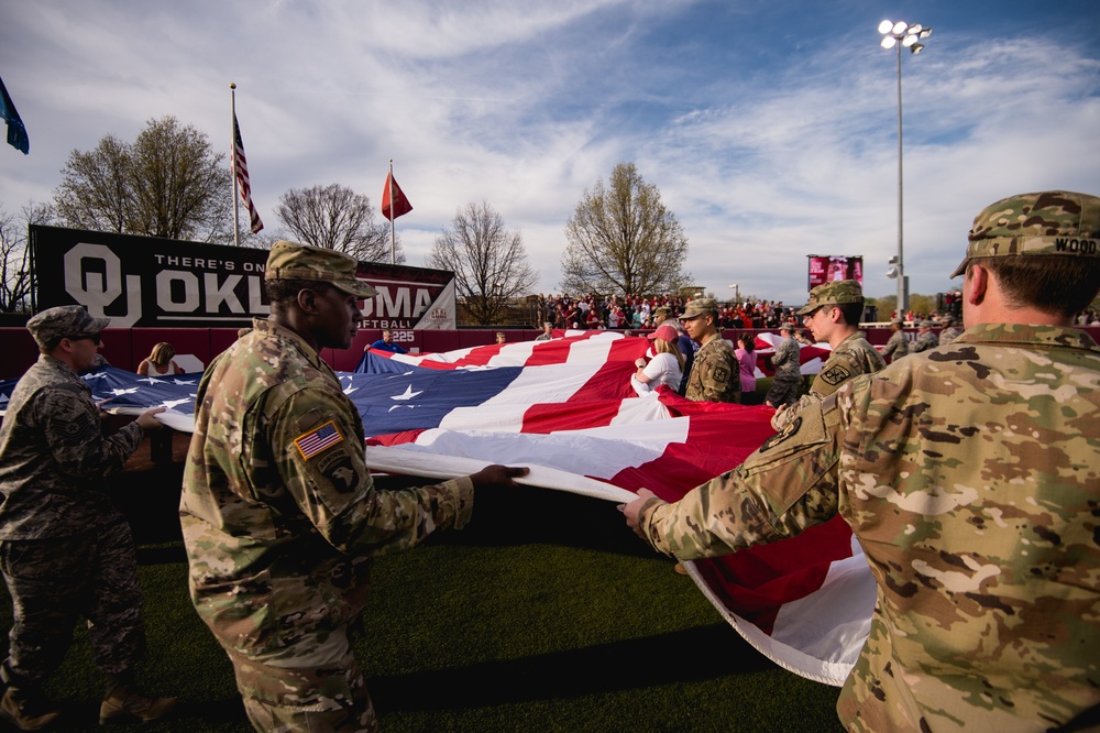 Team Tinker Airmen, families featured at OU Softball game