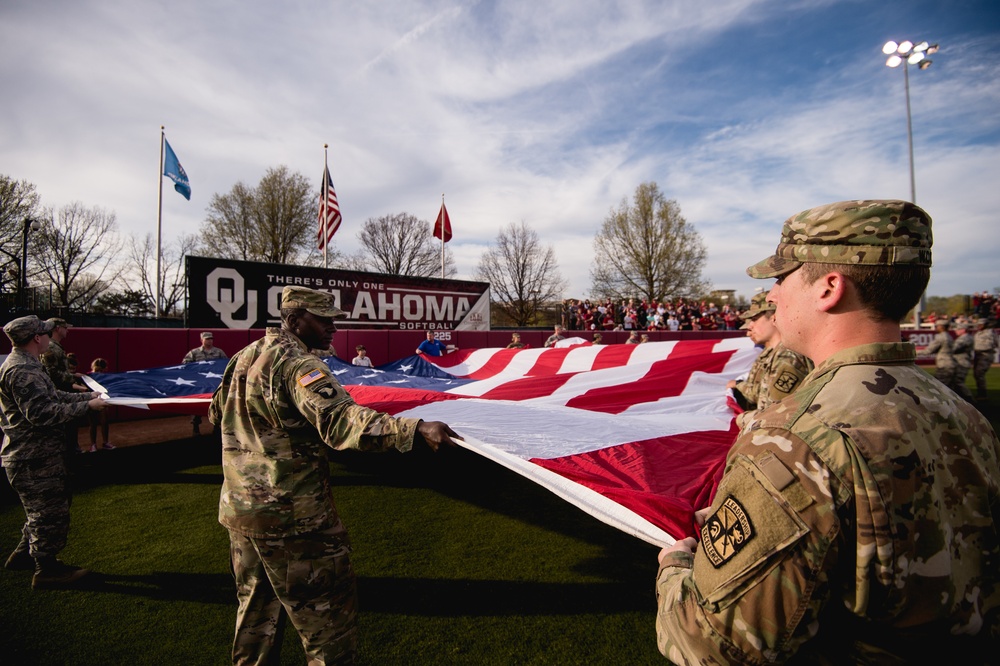 Team Tinker Airmen, families featured at OU Softball game