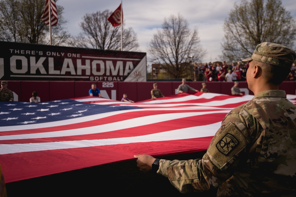 Team Tinker Airmen, families featured at OU Softball game