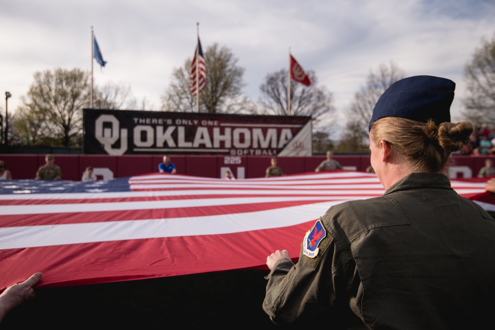 Team Tinker Airmen, families featured at OU Softball game