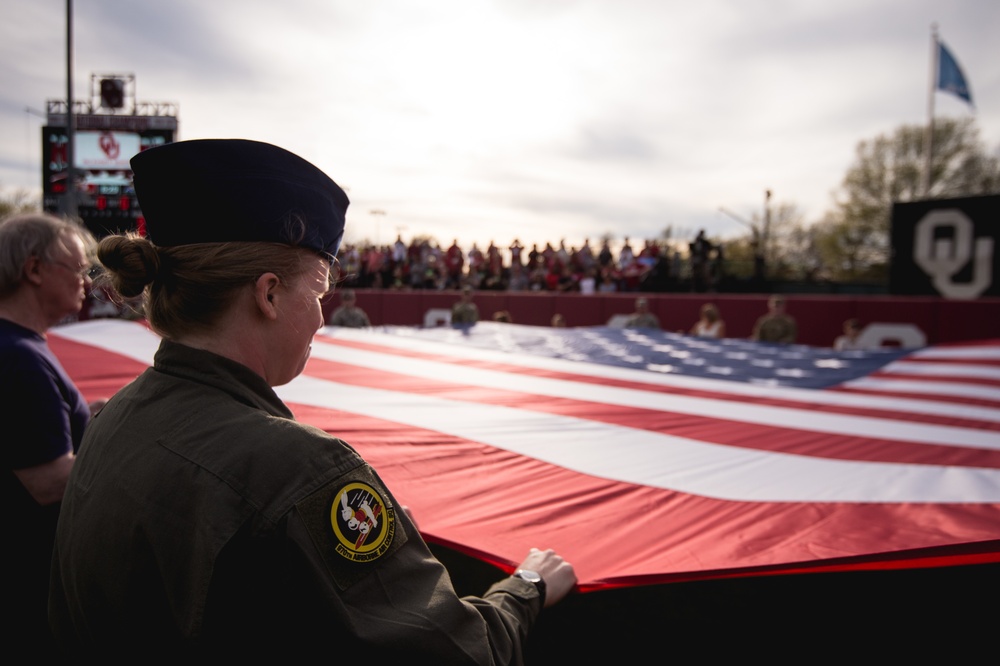 Team Tinker Airmen, families featured at OU Softball game