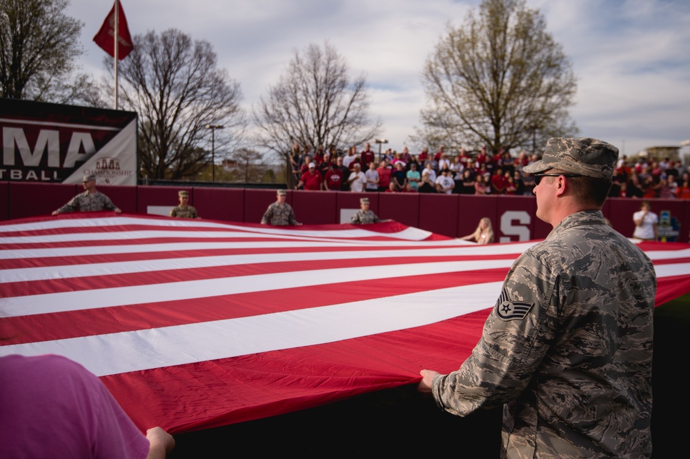 Team Tinker Airmen, families featured at OU Softball game