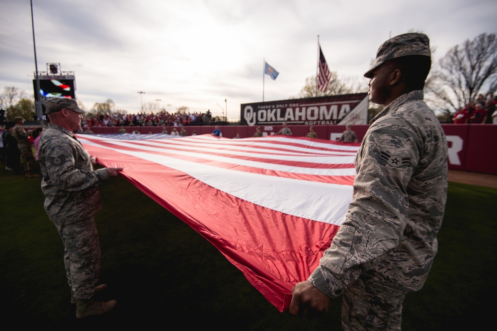 Team Tinker Airmen, families featured at OU Softball game