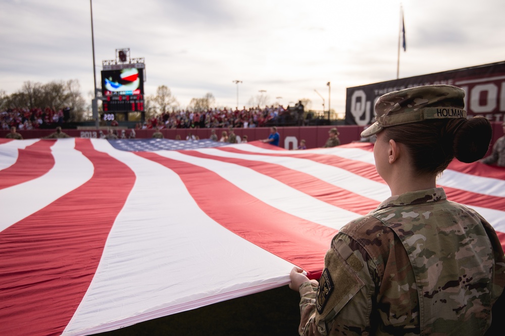 Team Tinker Airmen, families featured at OU Softball game