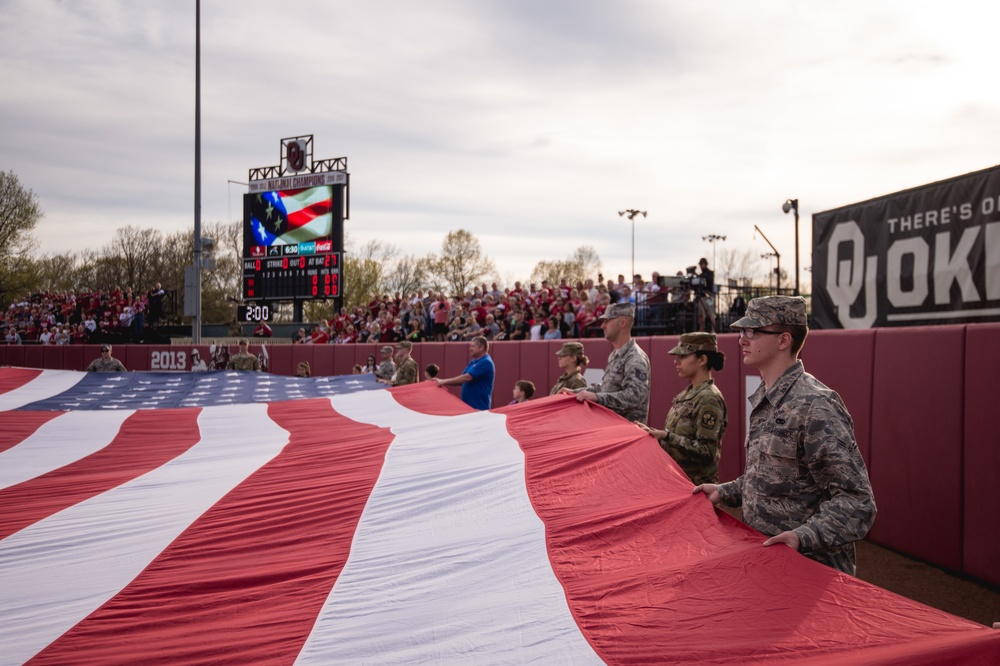 Team Tinker Airmen, families featured at OU Softball game