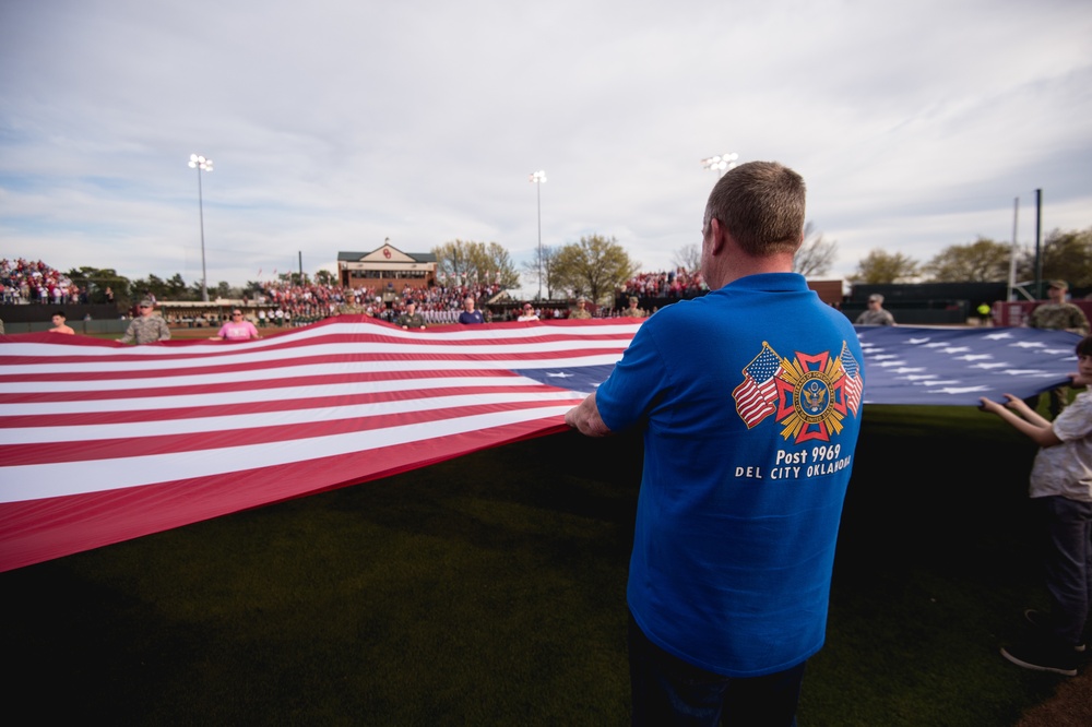 Team Tinker Airmen, families featured at OU Softball game