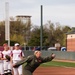 513th Air Control Group Commander throws first pitch for OU Softball