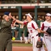 513th Air Control Group Commander throws first pitch for OU Softball