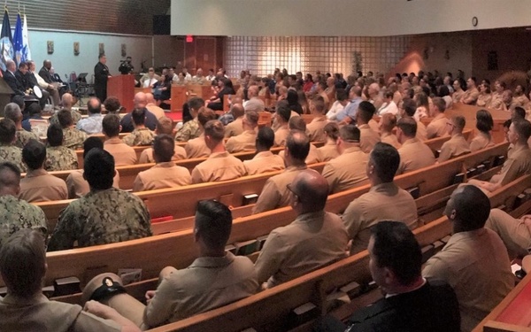 Navy’s Senior CTM Piped Ashore Following 30 Years of Faithful Service