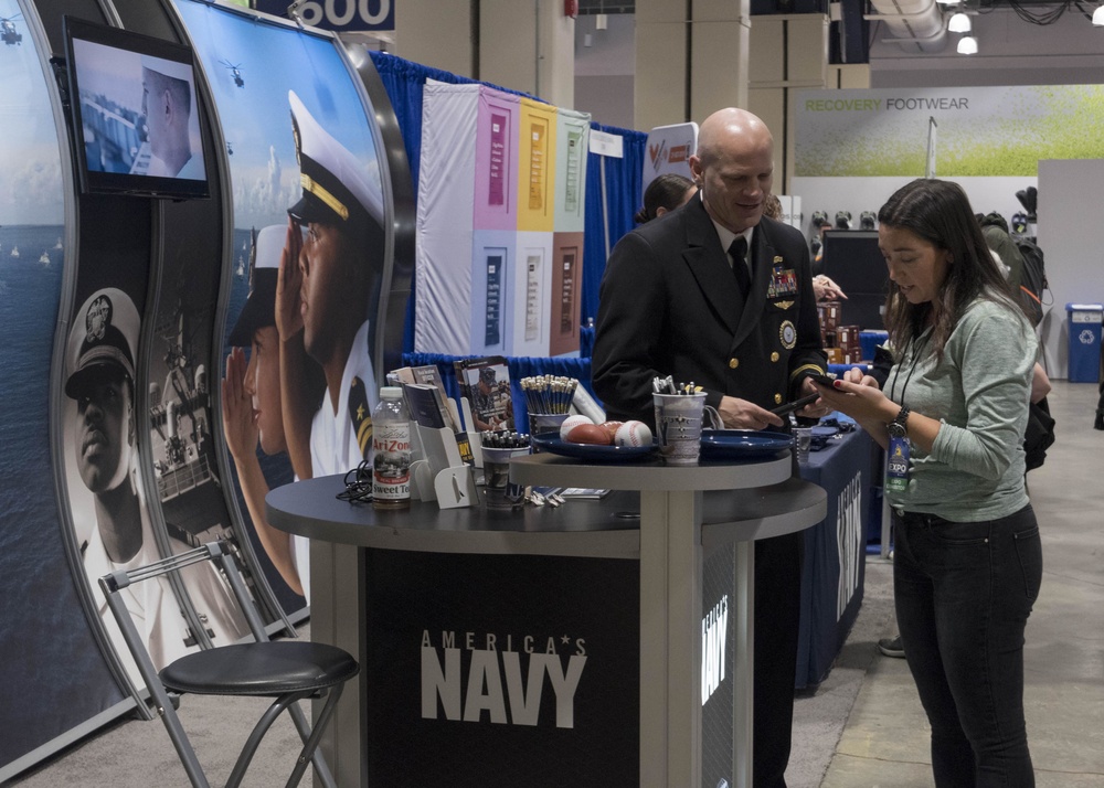 Navy Recruiters Attend Boston Marathon Expo