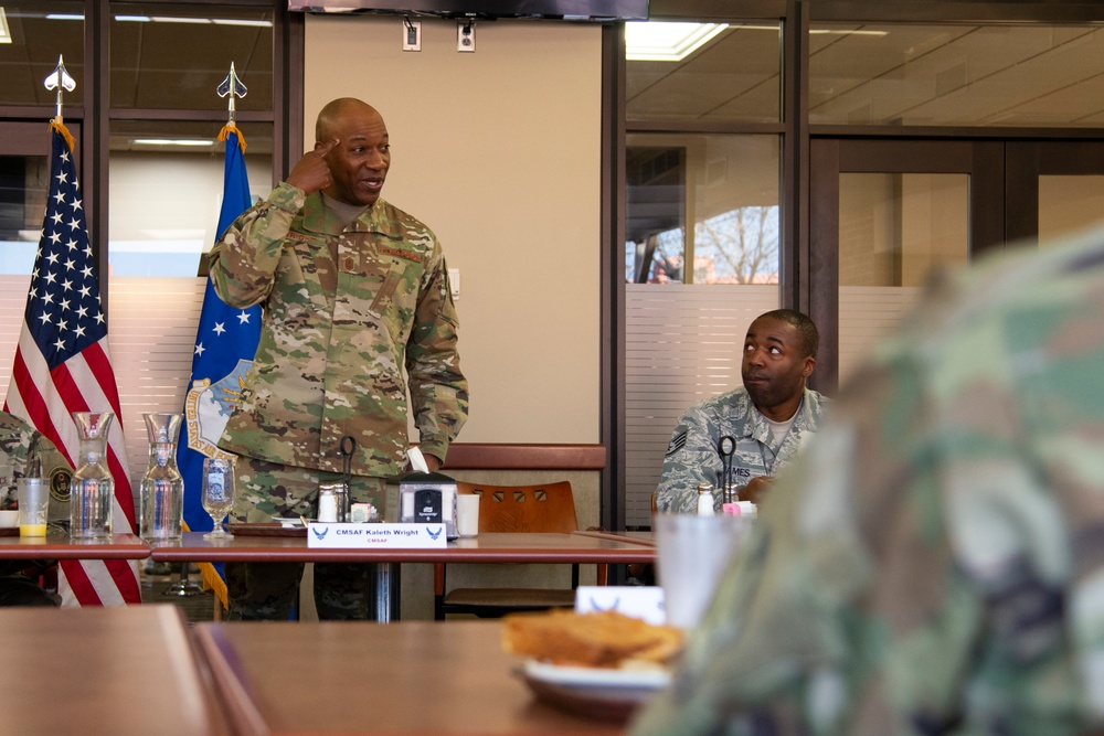 CMSAF Wright visits Peterson AFB