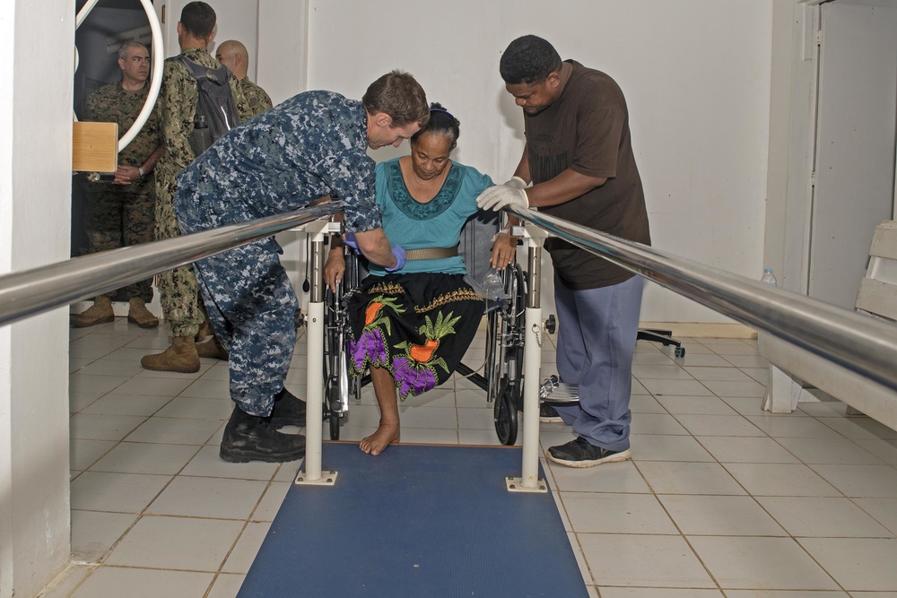 U.S. Navy Medical works side-by-side with Chuuk medical staff