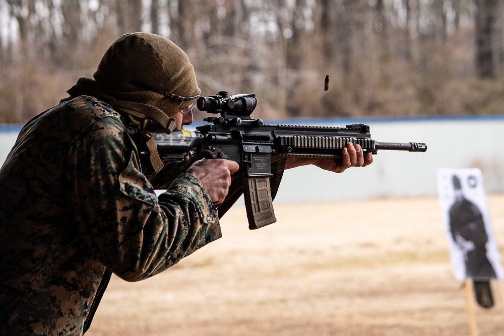 U.S. Marines train with Sig Saur Academy's marksmanship training-model