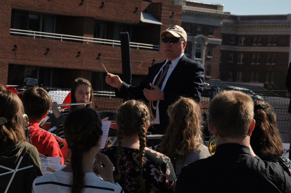 Kimberly High School Band performs aboard USS Wisconsin