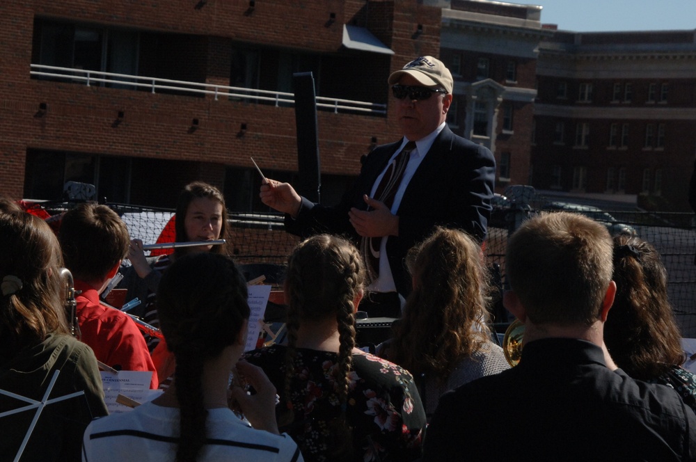 Kimberly High School Band performs aboard USS Wisconsin