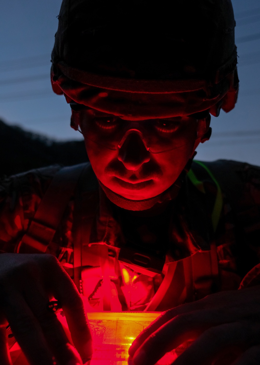 2CAB Soldier Executes Land Navigation during 2ID Best Warrior Competition