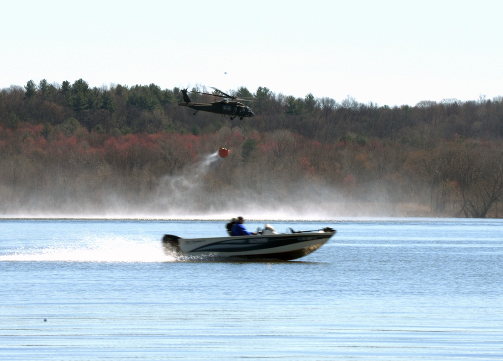 New York Army National Guard helicopters conduct fire bucket training on Round Lake