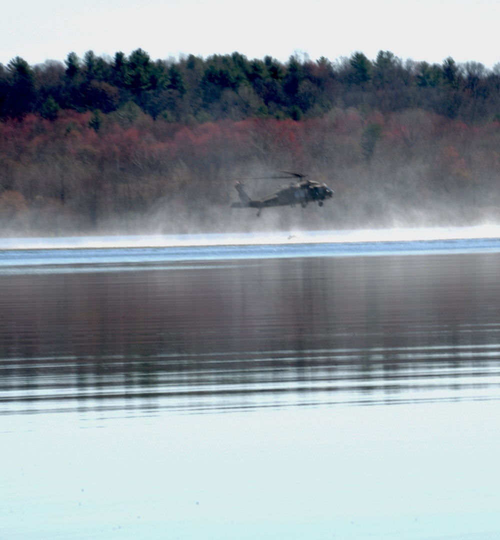 New York Army National Guard helicopters conduct fire bucket training on Round Lake