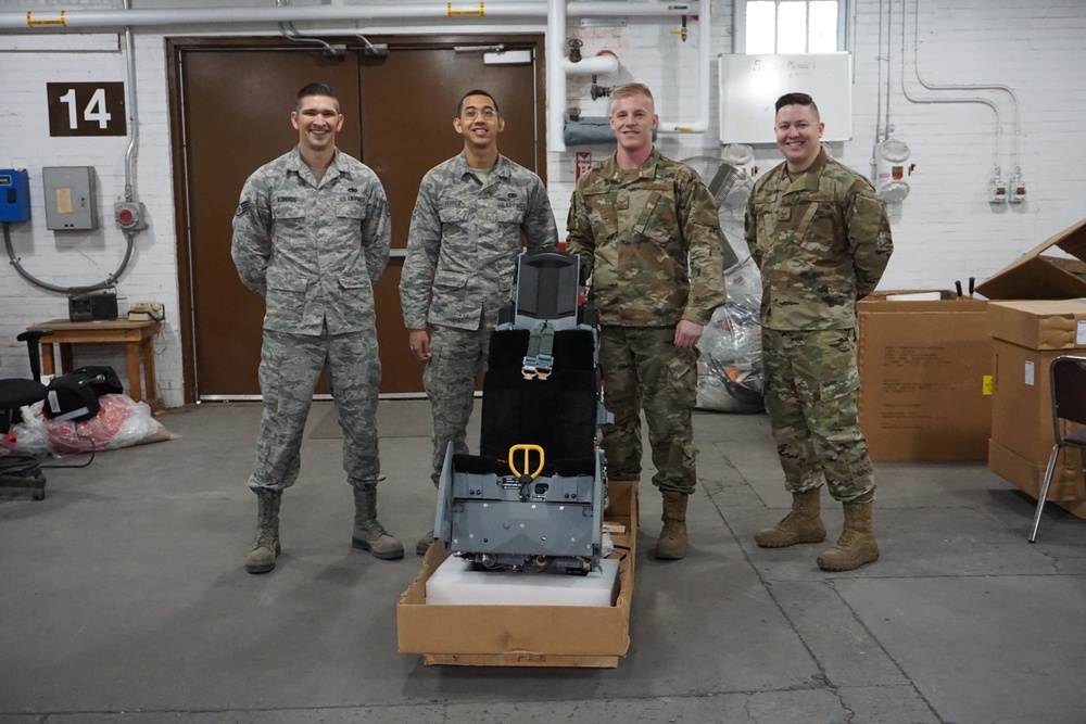 A U.S. Air Force Egress team from the 56th Component and Maintenance Squadron, Luke Air Force Base, Arizona, and 49th Component Squadron, Holloman Air Force Base, New Mexico prepared Advanced Concept Ejection Seats at Letterkenny Munitions Center.