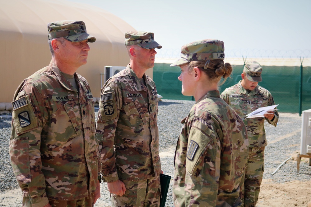 Task Force Cavalier Promotion and Awards Ceremony for Cpl. Rebecca Landry