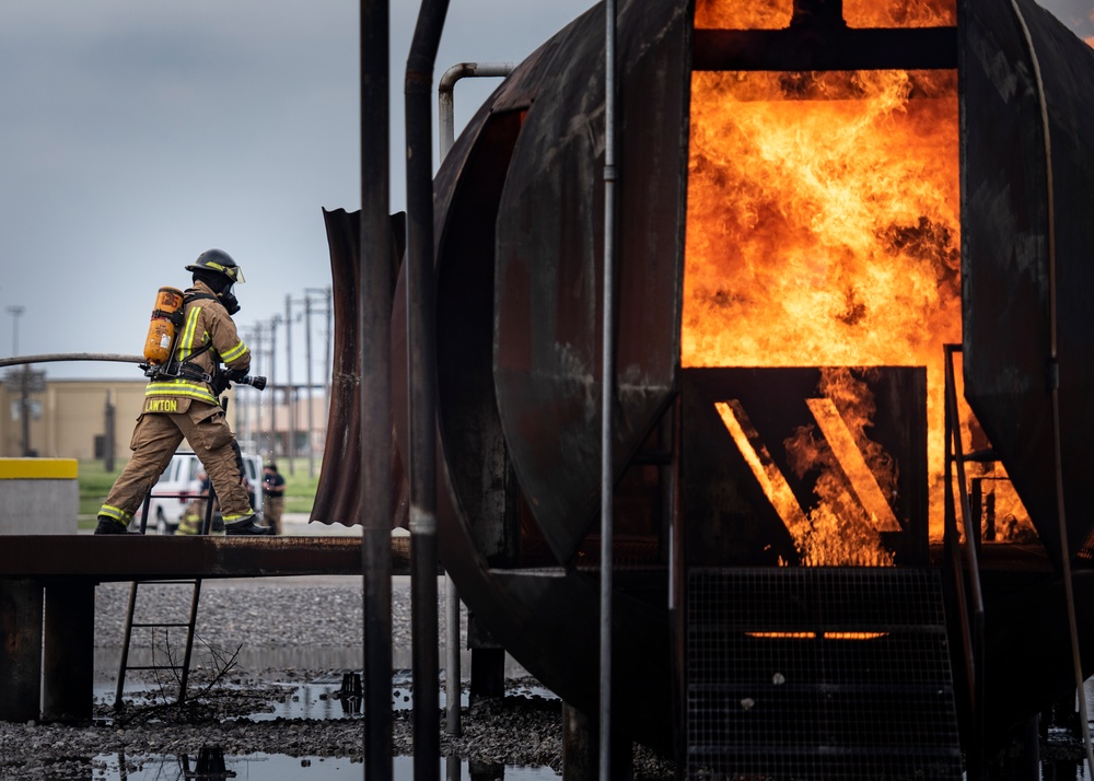 Sheppard AFB Firefighters training exercise