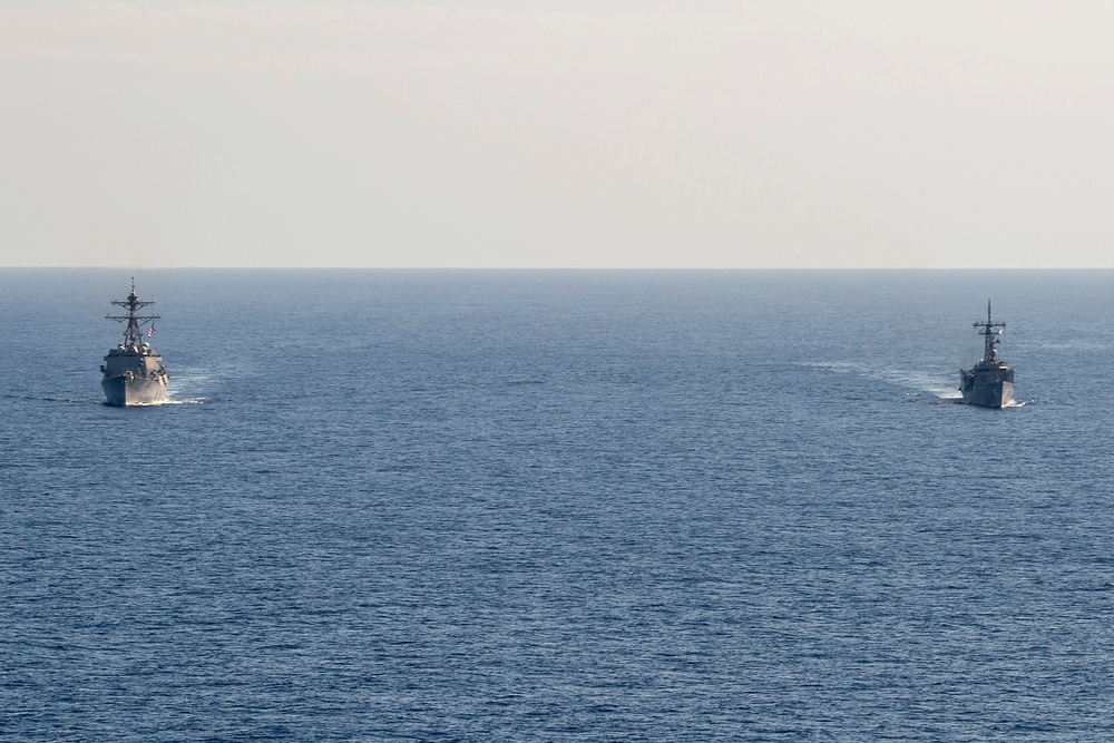 USS Preble And HMAS Melbourne Participate In Cooperative Deployment.