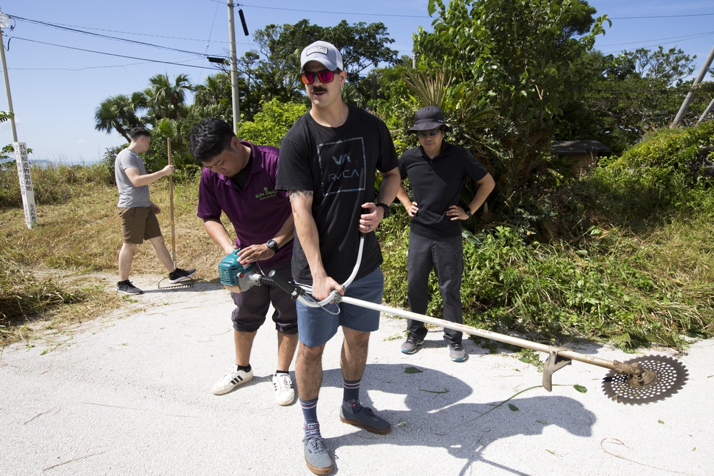 Marines Give Back; BLT 1/4 Marines clean up Okinawa memorial, park.