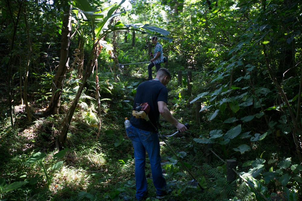 Marines Give Back; BLT 1/4 Marines clean up Okinawa memorial, park.