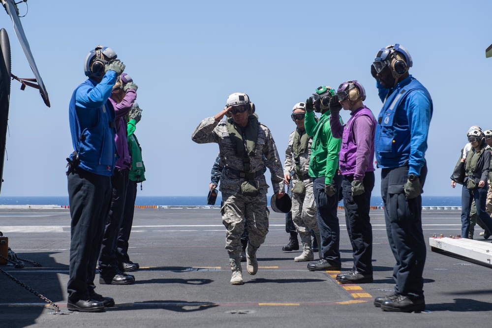 Distinguished visitors from the Egyptian Armed Forces and U.S. Embassy Cairo visit the aircraft carrier USS John C. Stennis (CVN 74)