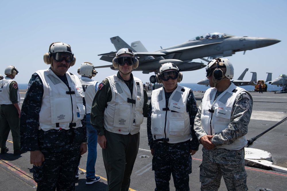 Distinguished visitors from the Egyptian Armed Forces and U.S. Embassy Cairo visit the aircraft carrier USS John C. Stennis (CVN 74)