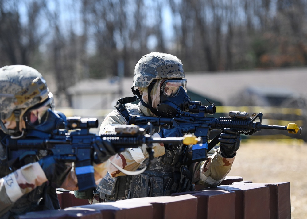 Base personnel participate in readiness exercise