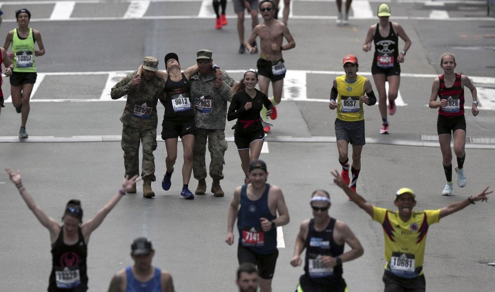 Massachusetts National Guardsmen Aid Boston Marathon Runner