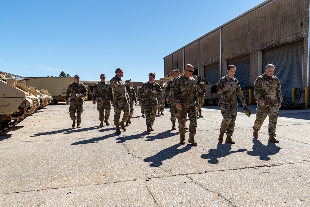 FORT BRAGG, N.C. - Delaware National Guard command team tour Maneuver Area Training Equipment Site (MATES) at Fort Bragg, N.C. on April 16, 2019.