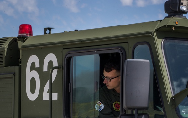 ARFF Marines go through the P-19R driver’s license course