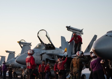 The aircraft carrier USS John C. Stennis (CVN 74) conducts flight operations