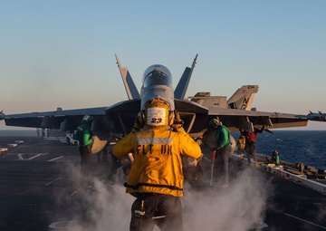 The aircraft carrier USS John C. Stennis (CVN 74) conducts flight operations