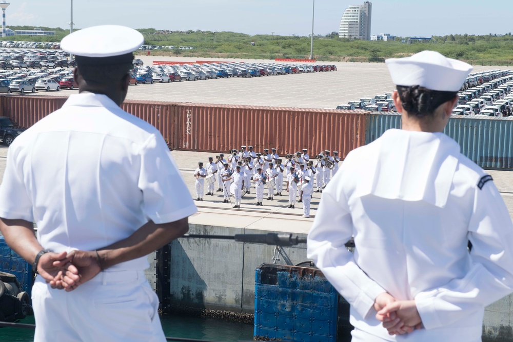 USS Spruance arrives for Carat 2019