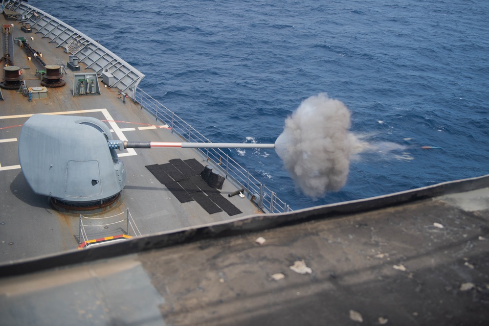 USS Leyte Gulf Conducts Live-Fire Exercise