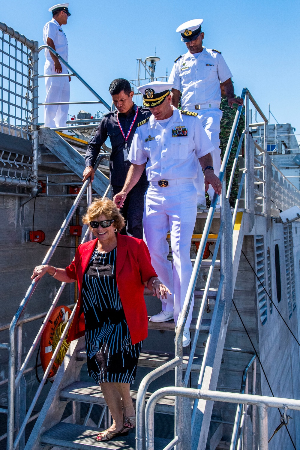 U.S. Ambassador to Timor-Leste Kathleen M. Fitzpatrick tours USNS Fall River at the Port of Dili for Pacific Partnership 2019